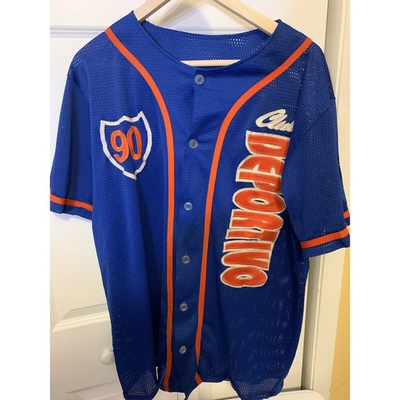 Club Deportivo 90 CAMISETA T SHIRT Baseball Jersey A Ferret No 44 Blue Red Sz XL - Picture 1 of 6